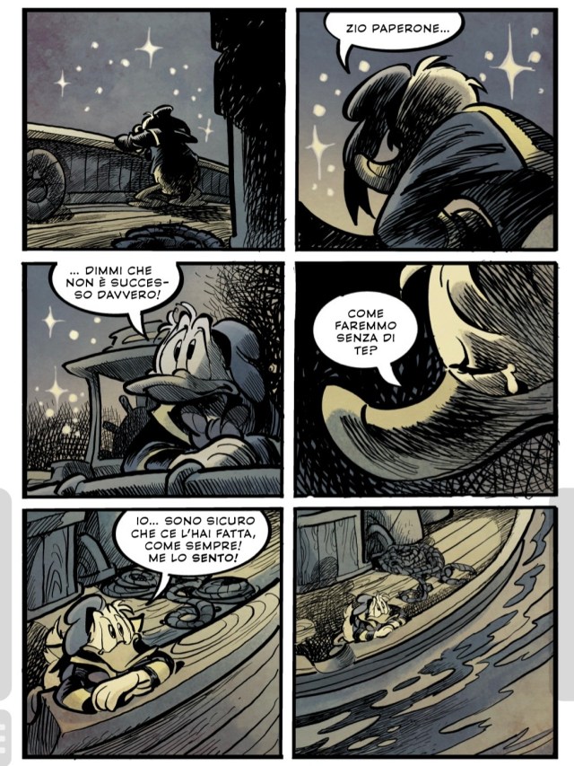 Paperino malinconico parla con Zio Paperone