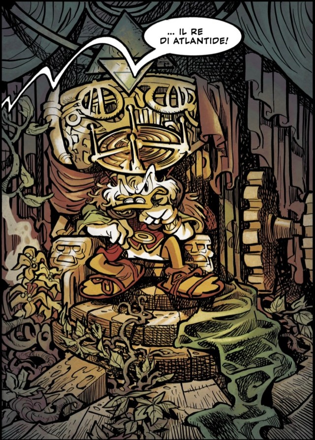 Vignetta tratta da Paperone in Atlantide, in cui Paperone diventa Re della civiltà perduta