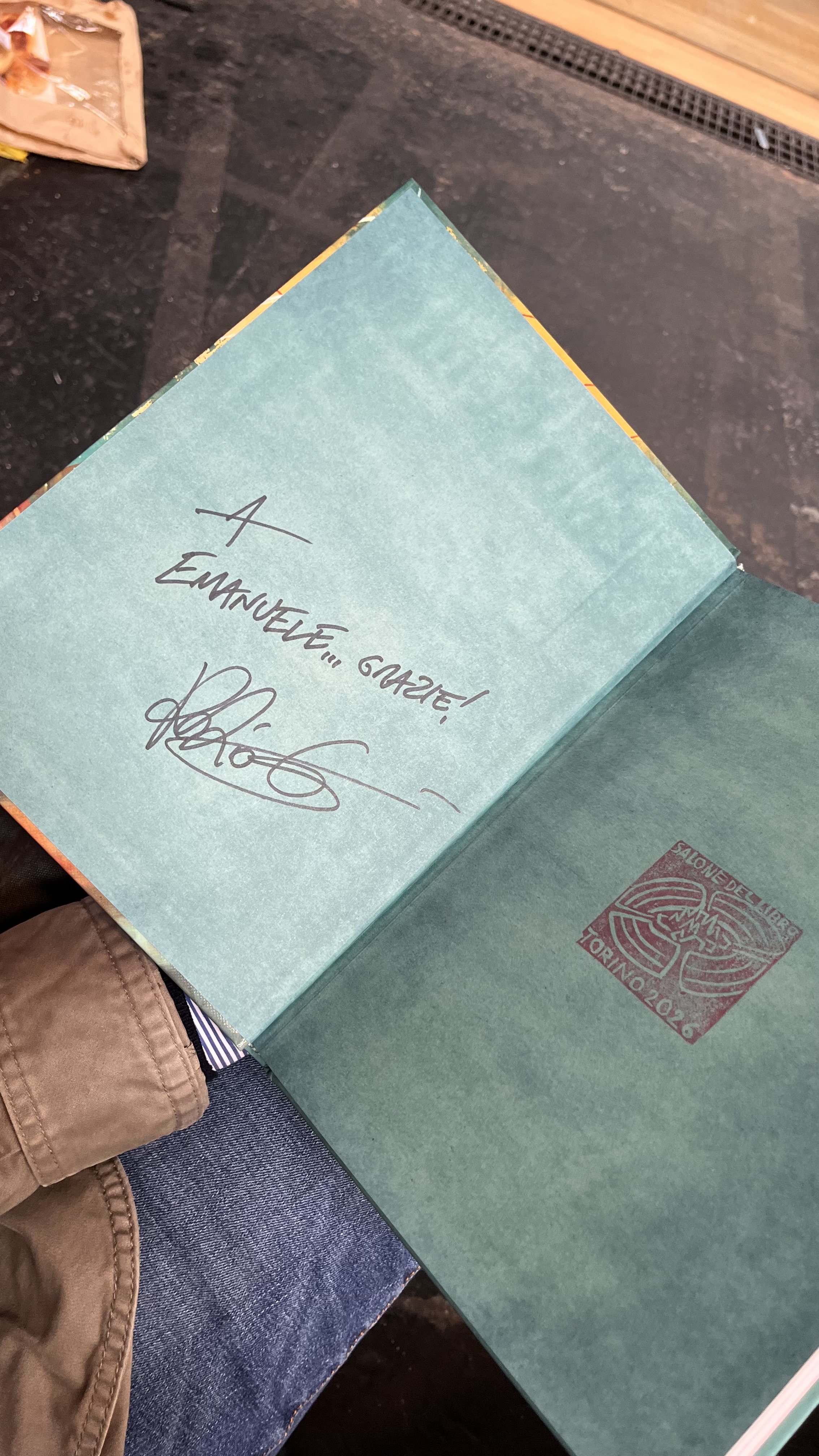 Dedica di Fabio Celoni alla mia copia de Paperone in Atlantide al Salone del Libro di Torino 2026