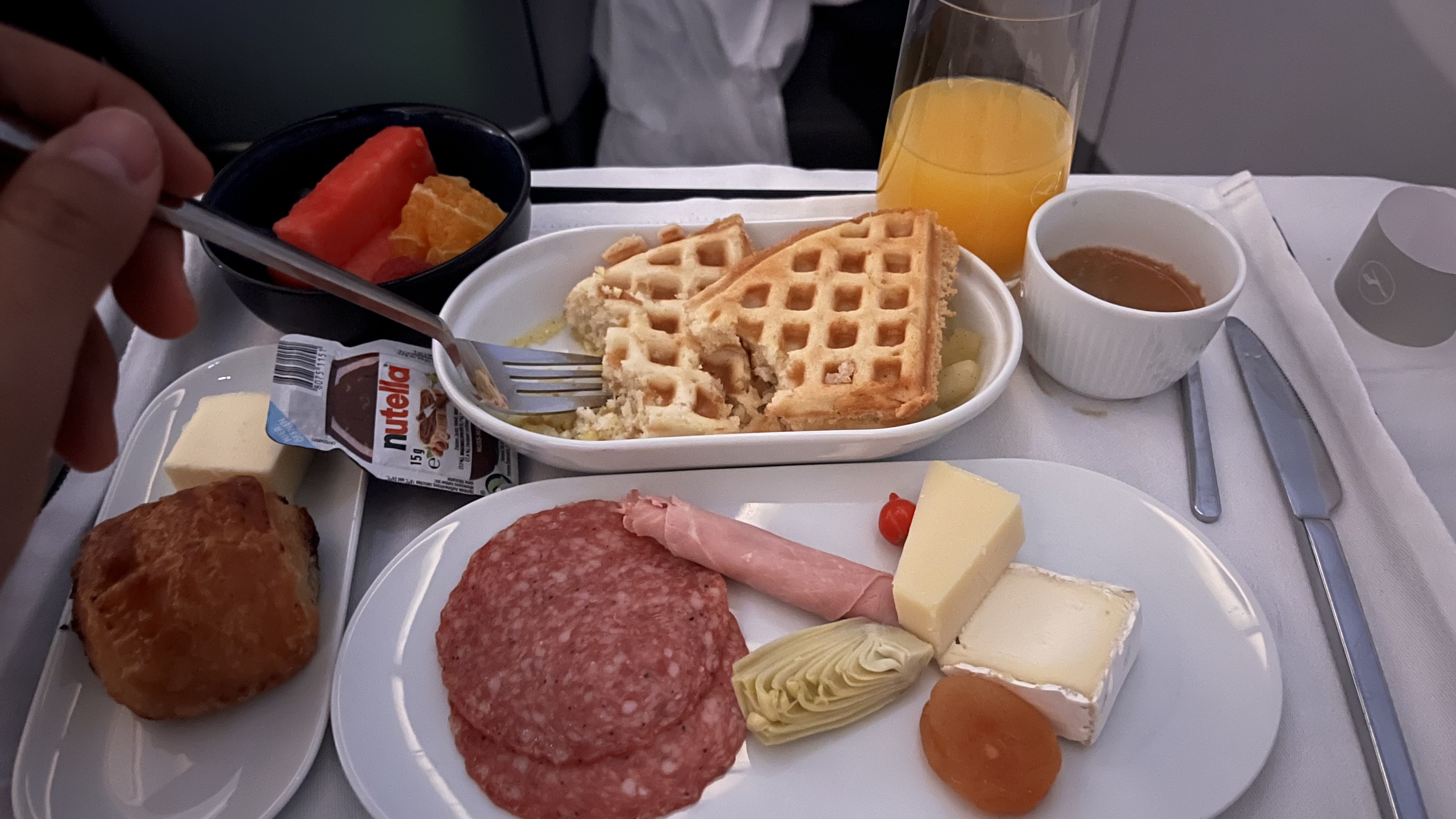 Colazione in Lufthansa Business Class DEN_FRA su A350