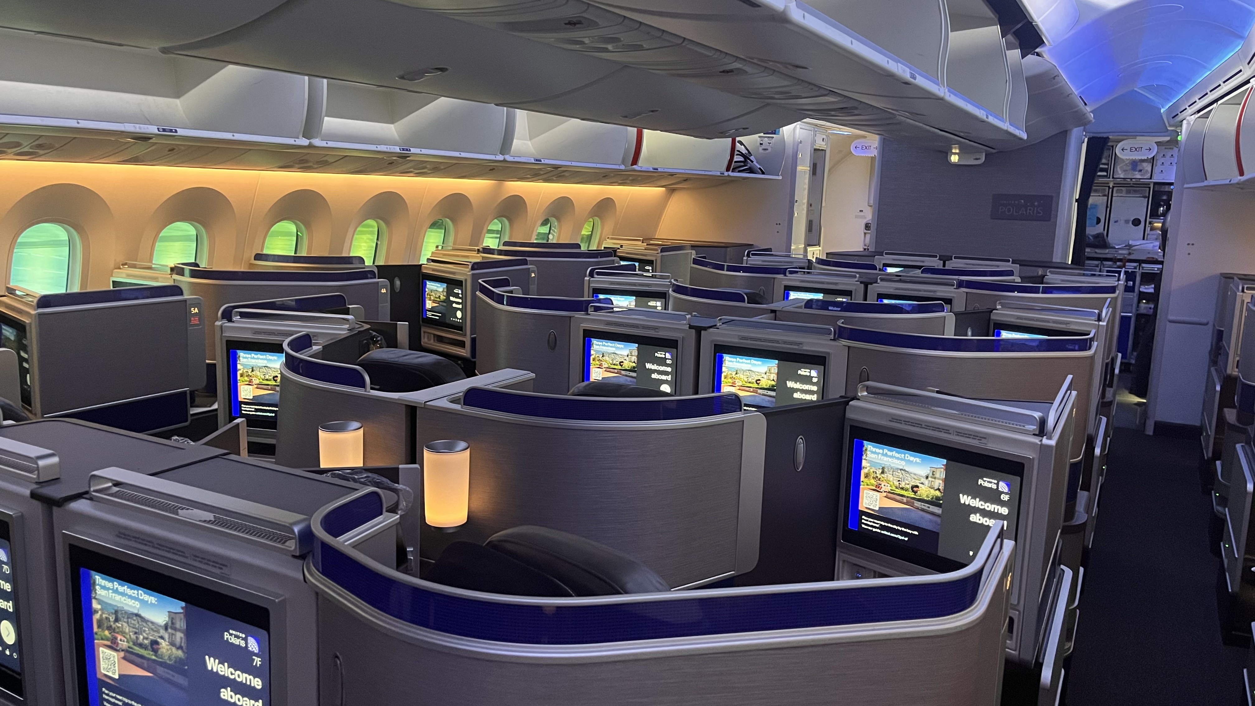 Configurazione cabina della United Polaris Business Class sul Boeing 787-9